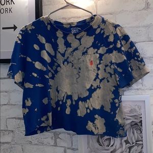 Cropped Polo Bleach Dye Royal blue shirt